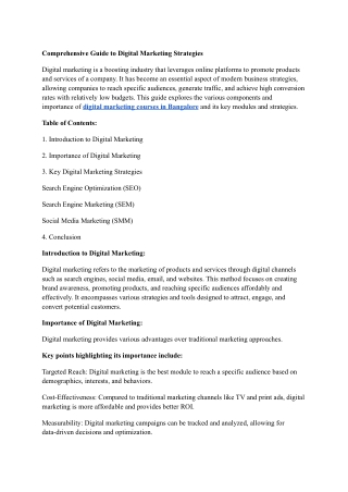 Comprehensive Guide to Digital Marketing Strategies