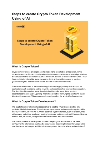Steps to create Crypto Token Development Using of AI