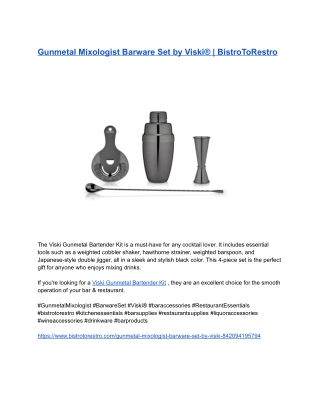 _ Gunmetal Mixologist Barware Set by Viski® _ BistroToRestro