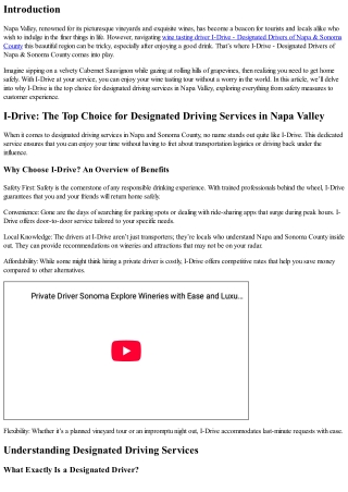 I-Drive: The Top Choice for Designated Driving Services in Napa Valley