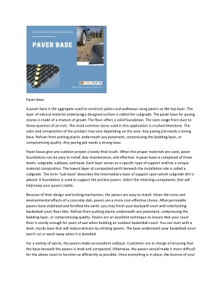 Paver Base