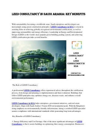 Leed Consultancy in Saudi Arabia: Key Benefits