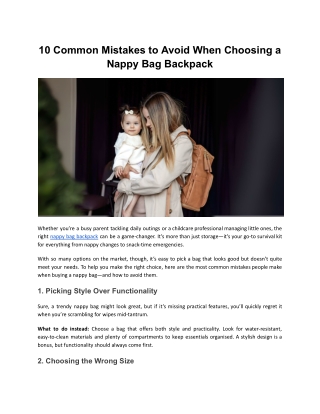 10 Common Mistakes Parents Make When Choosing a Nappy Bag Backpack