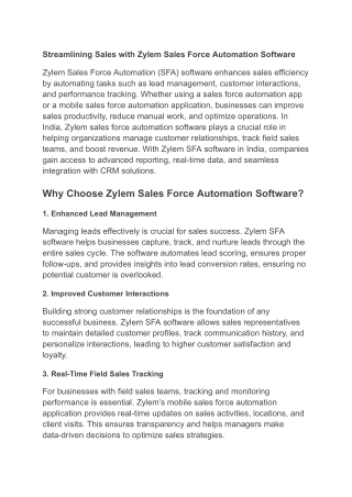 Streamlining Sales with Zylem Sales Force Automation Software