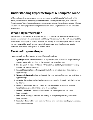 Understanding Hypermetropia A Complete Guide