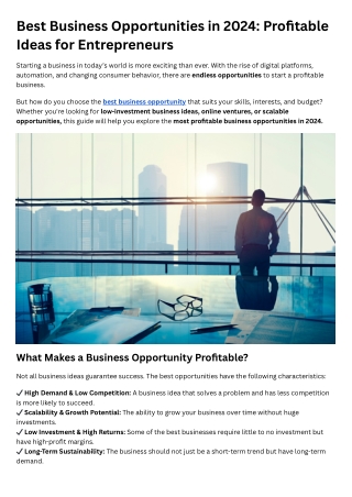 Best Business Opportunities