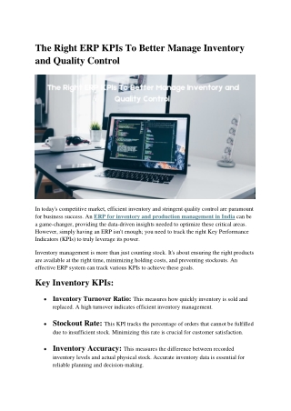 The Right ERP KPIs To Better Manage Inventory and Quality Control