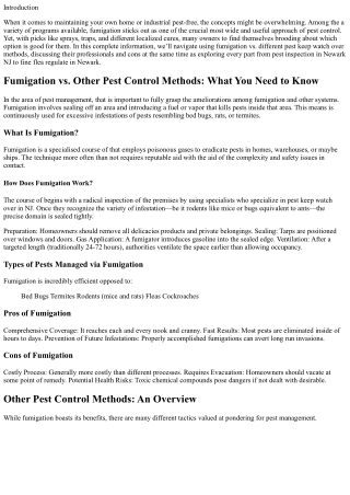 Fumigation vs. Other Pest Control Methods: What You Need to Know