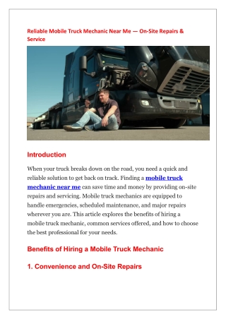 Reliable Mobile Truck Mechanic Near Me — On-Site Repairs & Service
