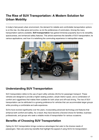 The Rise of SUV Transportation A Modern Solution for Urban Mobility