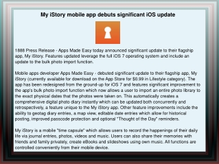 My iStory mobile app debuts significant iOS update