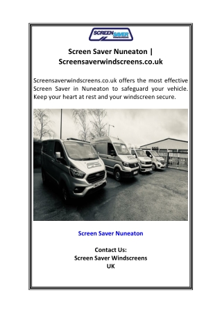 Screen Saver Nuneaton  Screensaverwindscreens.co.uk