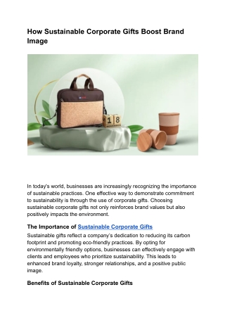 How Sustainable Corporate Gifts Boost Brand Image