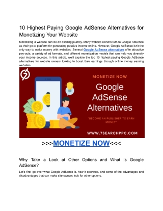 10 Highest Paying Google AdSense Alternatives for Monetizing Your Website