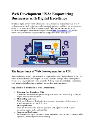 Why Your Business Needs Expert Web Development in the USA