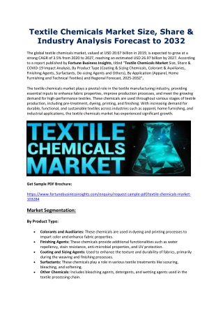 2032 Textile Chemicals Market Trends: Growth Opportunities & Challenges