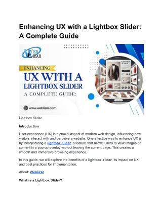 Enhancing UX with a Lightbox Slider A Complete Guide
