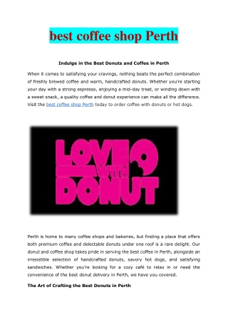 best coffee shop Perth