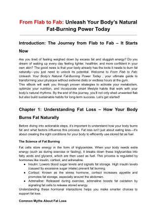 From Flab to Fab: Unleash Your Body’s Natural Fat-Burning Power Today