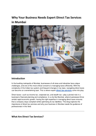 Why Your Business Needs Expert Direct Tax Services in Mumbai