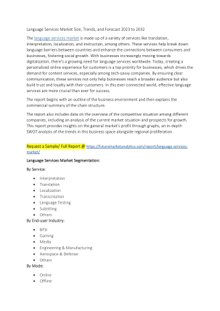 Language Services Market Size, Trends, and Forecast 2023 to 2032