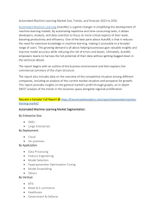 Automated Machine Learning Market Size, Trends, and Forecast 2023 to 2032