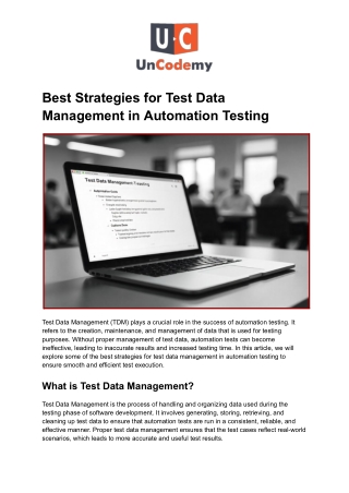 Best Strategies for Test Data Management in Automation Testing