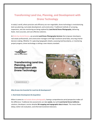 Transforming Land Use, Planning, and Development with Drone Technology