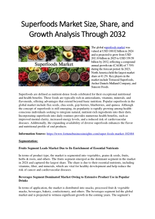 Superfoods Market Size, Share, Growth Insights Through 2032
