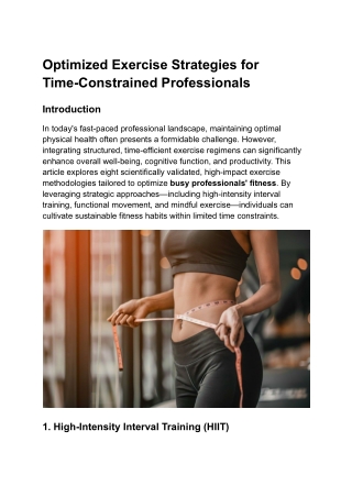 Optimized Exercise Strategies for Time-Constrained Professionals