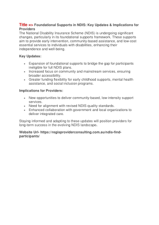 Foundational Supports in NDIS: Key Updates & Implications for Providers.