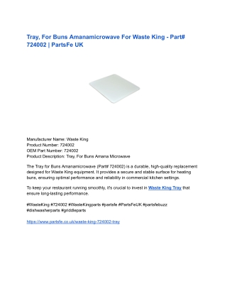 Tray, For Buns Amanamicrowave For Waste King - Part# 724002 _ PartsFe UK (1)