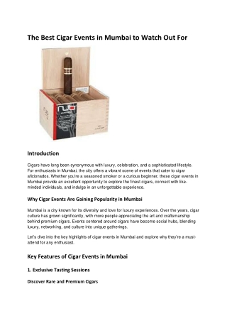 The Best Cigar Events in Mumbai to Watch Out For