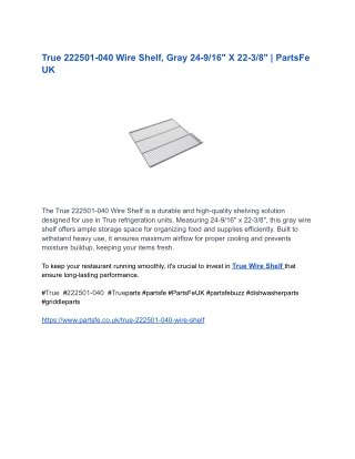 True 222501-040 Wire Shelf, Gray 24-9_16_ X 22-3_8_ _ PartsFe UK