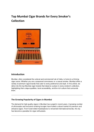 Top Mumbai Cigar Brands for Every Smoker’s Collection