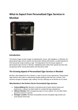 What to Expect from Personalized Cigar Services in Mumbai