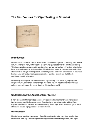 The Best Venues for Cigar Tasting in Mumbai