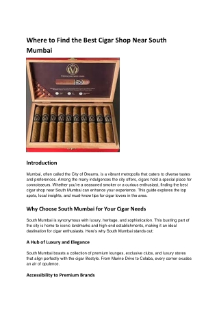 Where to Find the Best Cigar Shop Near South Mumbai