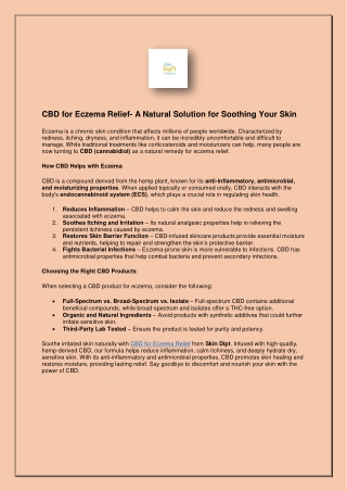 CBD for Eczema Relief – Calm, Hydrate, and Restore Your Skin