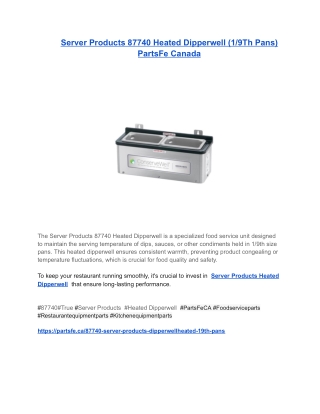 Server Products 87740 Heated Dipperwell (1_9Th Pans) PartsFe Canada
