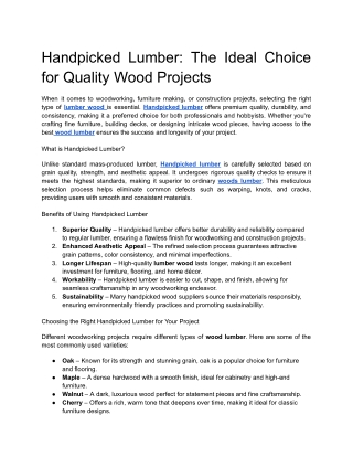 Handpicked Lumber_ The Ideal Choice for Quality Wood Projects