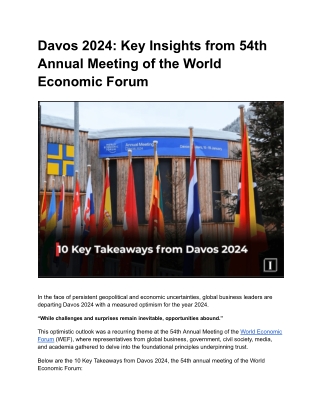 Davos 2024_ Key Insights from 54th Annual Meeting of the World Economic Forum