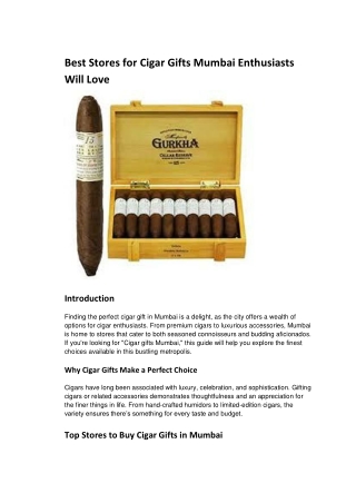 Best Stores for Cigar Gifts Mumbai Enthusiasts Will Love