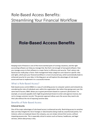 Role-Based Access Benefits: Streamlining Your Financial Workflow