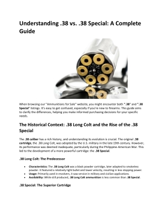 Understanding .38 vs. .38 Special A Complete Guide