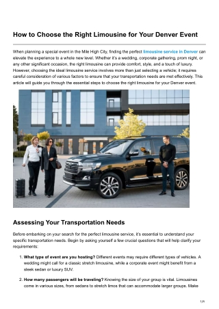 How to Choose the Right Limousine for Your Denver Event