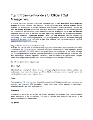 Top IVR Service Providers for Efficient Call Management.docx  Google Docs