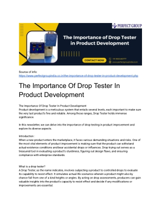 The Importance Of Drop Tester In Product Development
