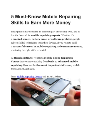 5 Must-Know Mobile Repairing Skills to Earn More Money