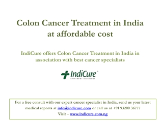 Colon Cancer Treatment in India at affordable cost